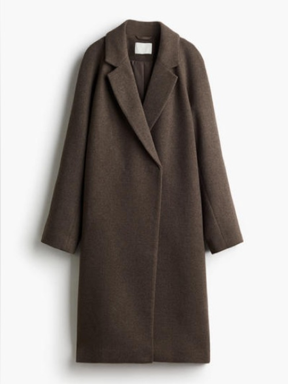 H&M Women's Long Brown Wool-Blend Overcoat